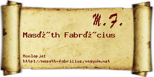 Masáth Fabrícius névjegykártya